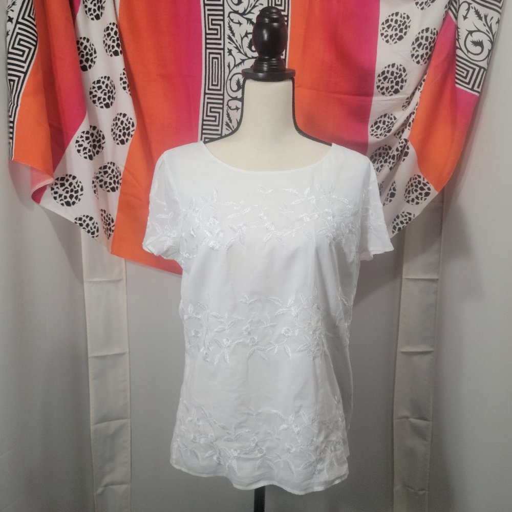 Talbots, size 8, white, short sleeved blouse
